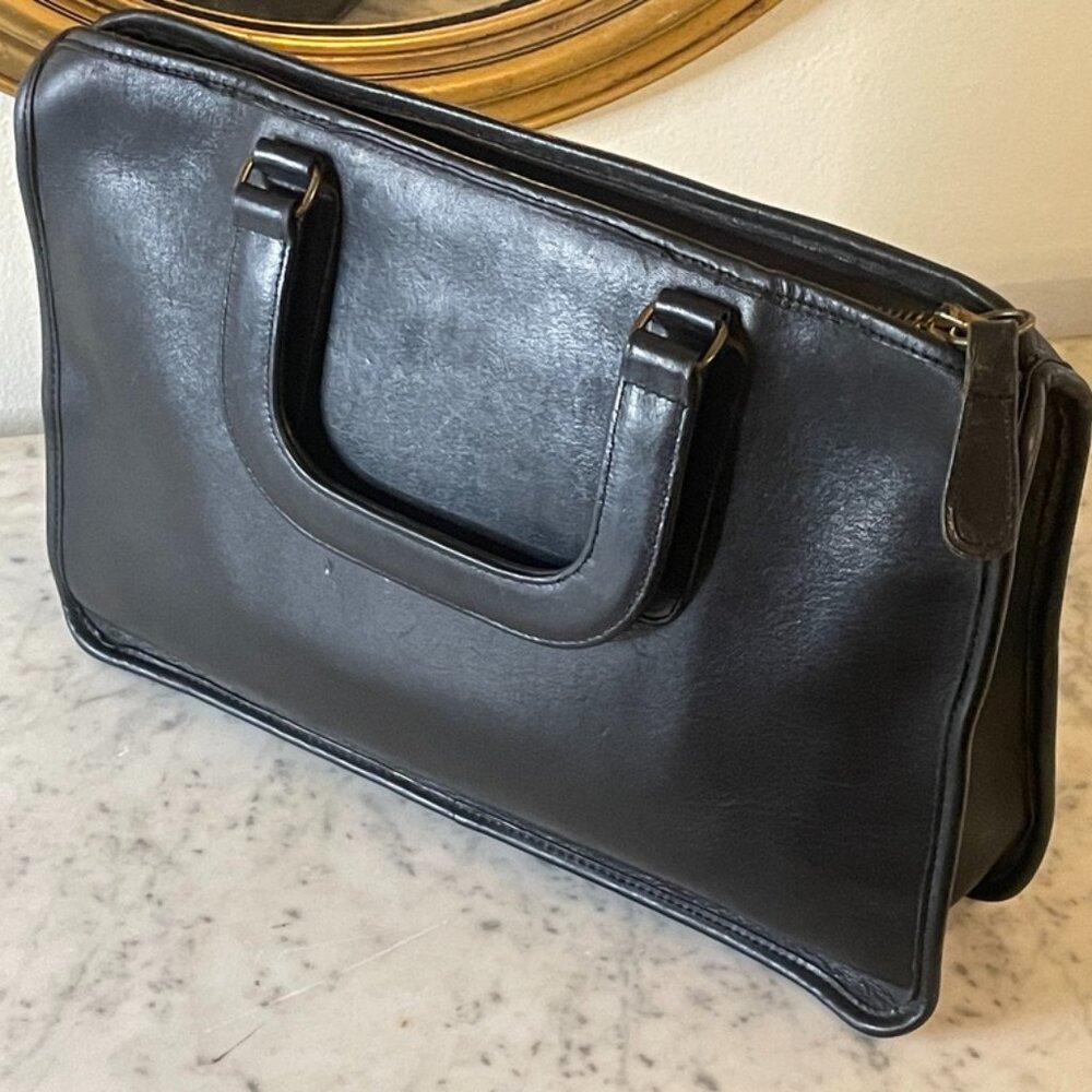 Rare Pre-Serial Number Coach Briefcase Bag - Bonnie Cashin Era - Black Leather -